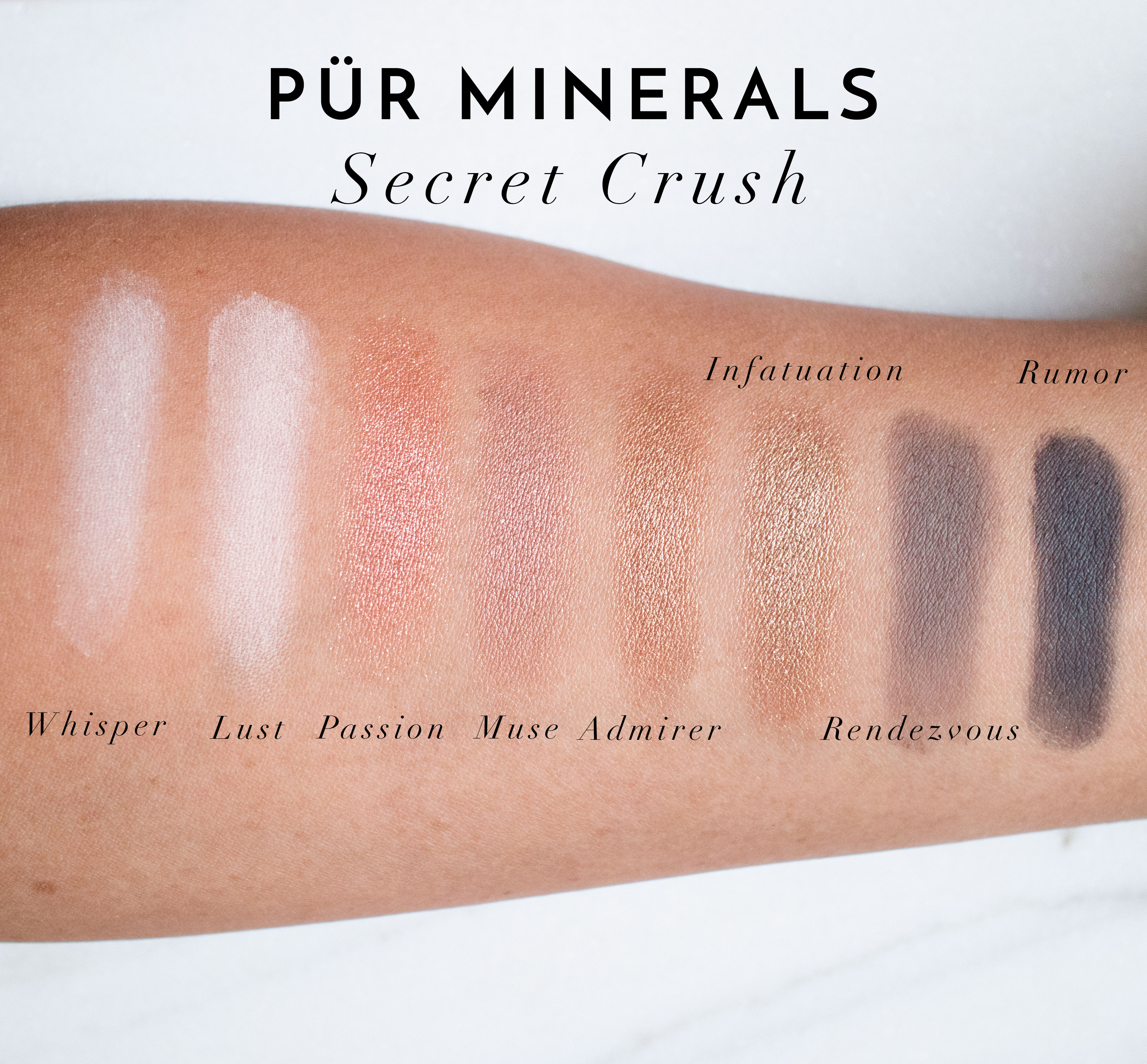 The Beauty Vanity | Pur Minerals Secret Crush Swatches Review