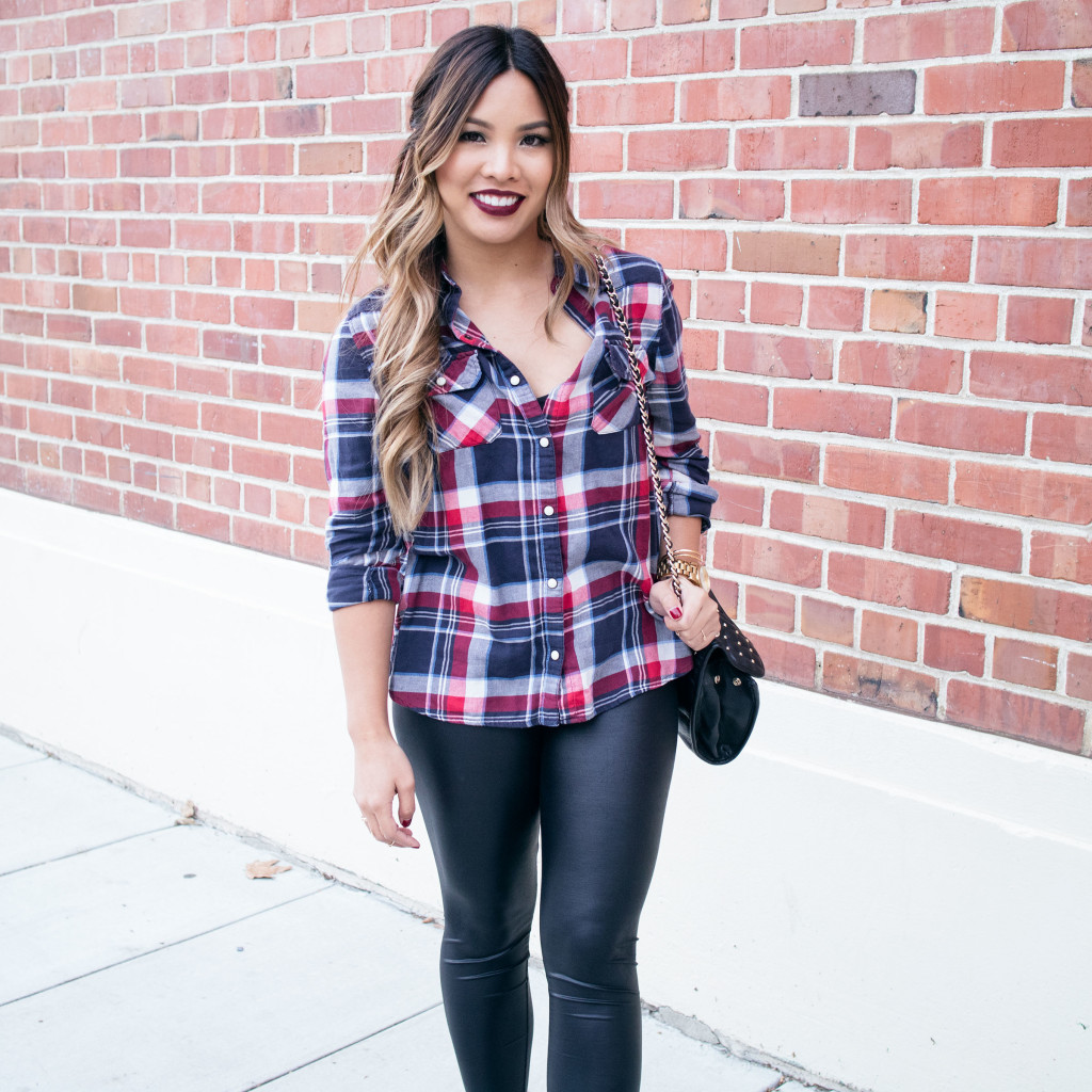 The Beauty Vanity | Fall Plaid Leather Look Leggings