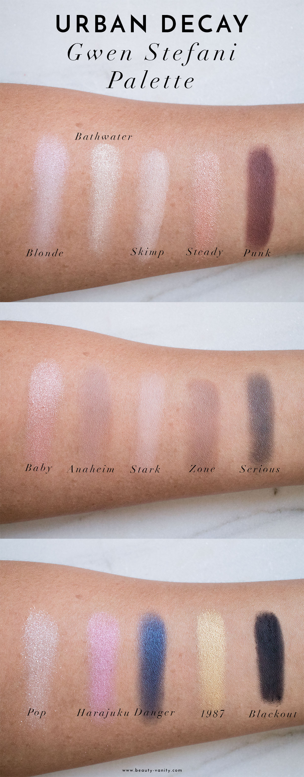 The Beauty Vanity | Urban Decay Gwen Stefani Palette Review Swatches