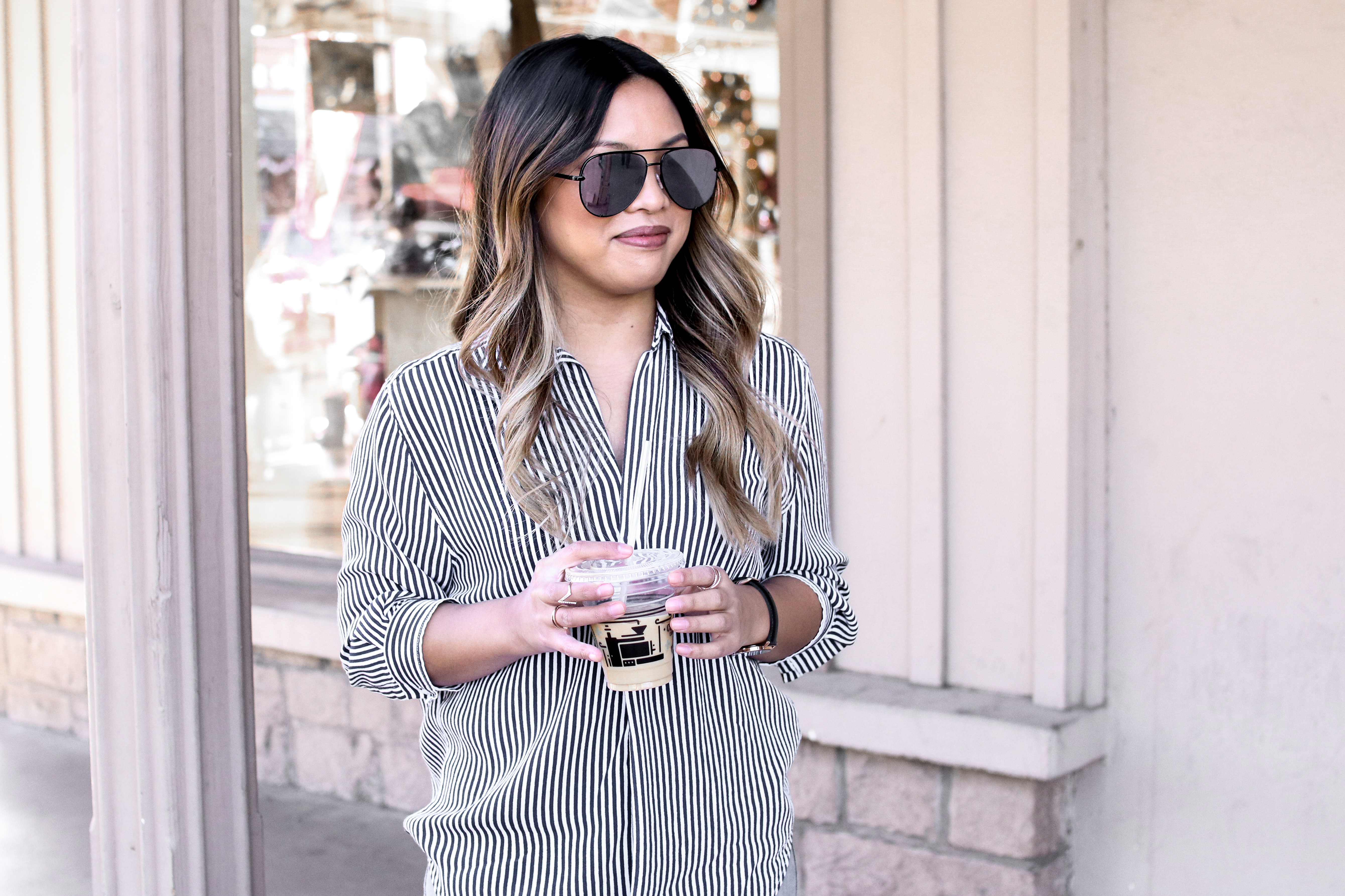 Old Town Scottsdale Weekend Stripe Blouse Zara Red Lace Up Flats Outfit | The Beauty Vanity