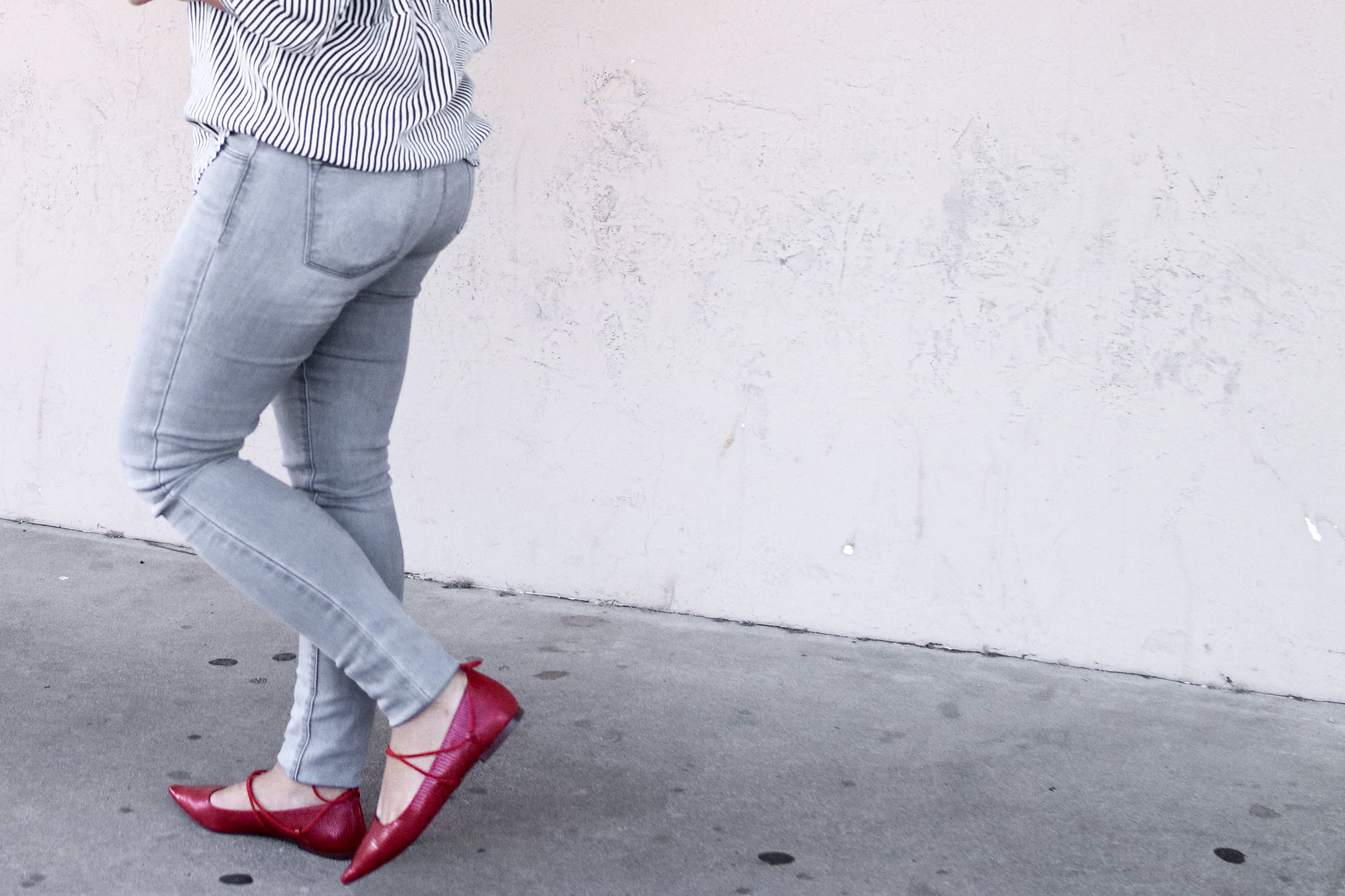 Old Town Scottsdale Weekend Stripe Blouse Zara Red Lace Up Flats Outfit | The Beauty Vanity