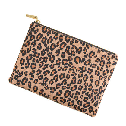 J crew leopard calf hair pouch